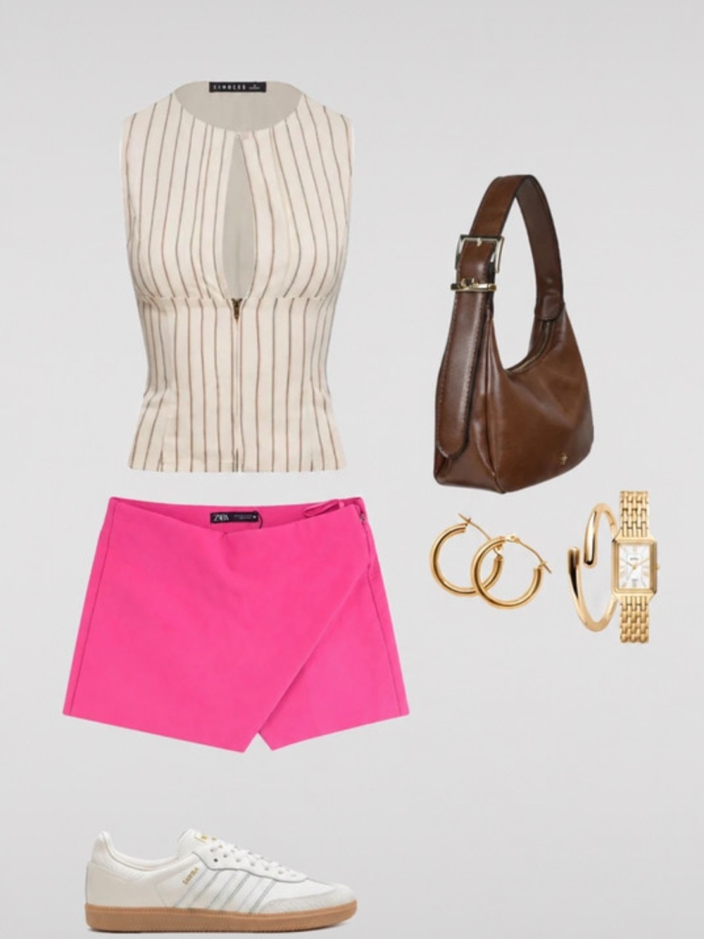 Zara Hot Pink Wrap-Front Skort